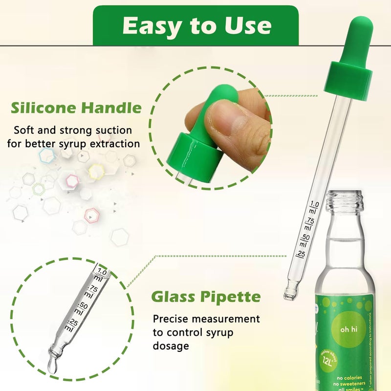 Oxyooh 6Pcs for Bubly Drops Flavors Sodastream Glass Dropper Pipettes Compatible with Bubbly Drops Bubly Sodastream Drops for Sodastream Bottle Accessories Suit for Soda Stream Flavors Syrup-Colorful - Image 5
